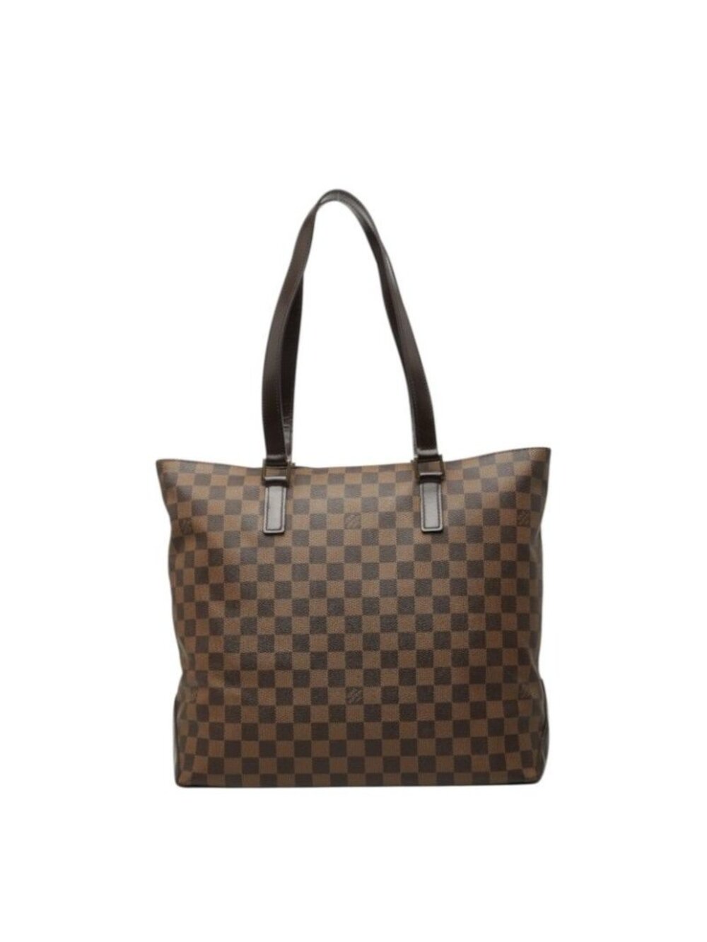 Louis Vuitton Damier Cabas Mezzo Shoulder Bag Tote Brown Leather